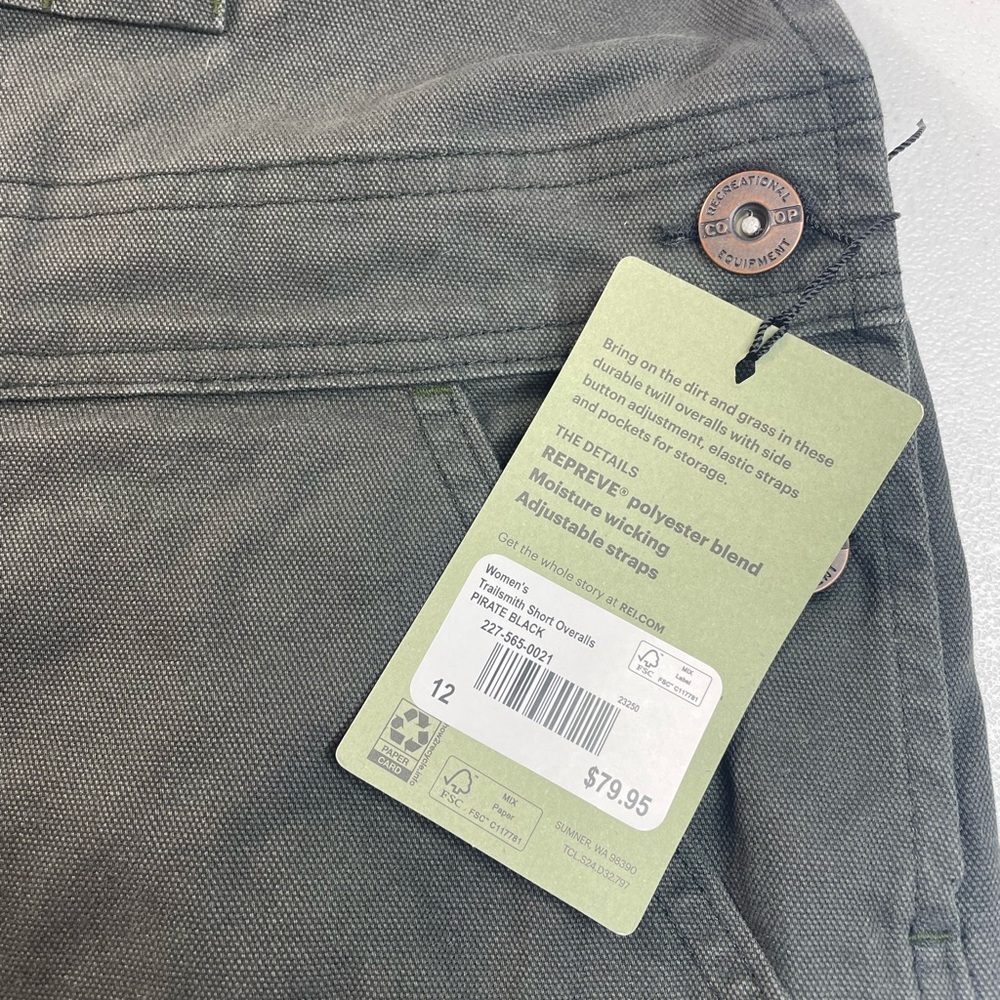 REI Co-op Trailsmith Short Overalls Women’s 12 NWT Utility Hiking Black - Picture 4 of 8